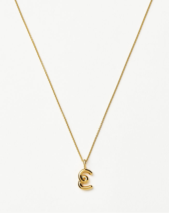 Curly Molten Mini Initial Necklace - E | 18k Gold Vermeil Necklaces Missoma