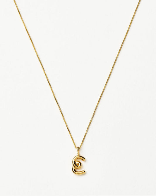 Curly Molten Mini Initial Necklace - E | 18k Gold Vermeil Necklaces Missoma