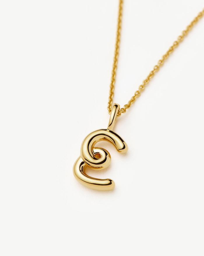Curly Molten Mini Initial Necklace - E | 18k Gold Vermeil Necklaces Missoma