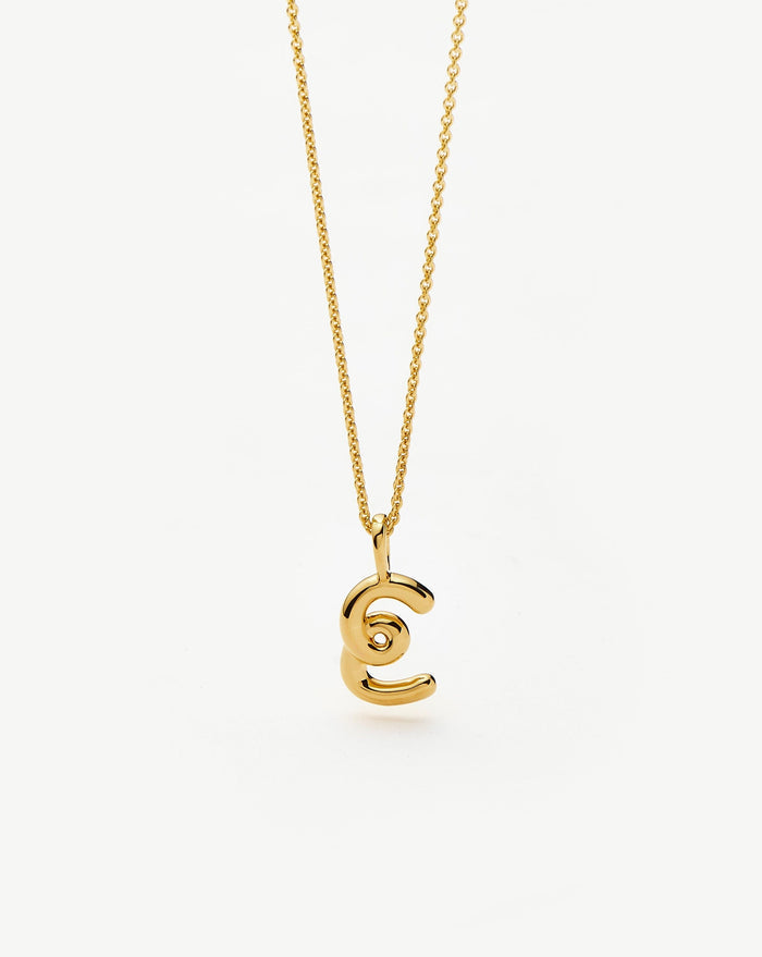 Curly Molten Mini Initial Necklace - E | 18k Gold Vermeil Necklaces Missoma