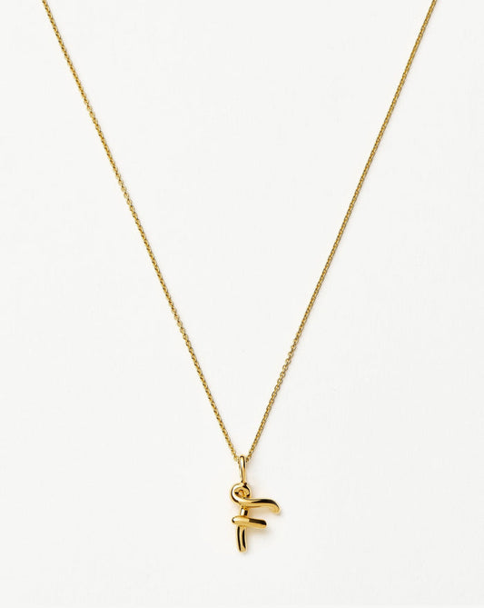 Curly Molten Mini Initial Necklace - F | 18k Gold Vermeil Necklaces Missoma