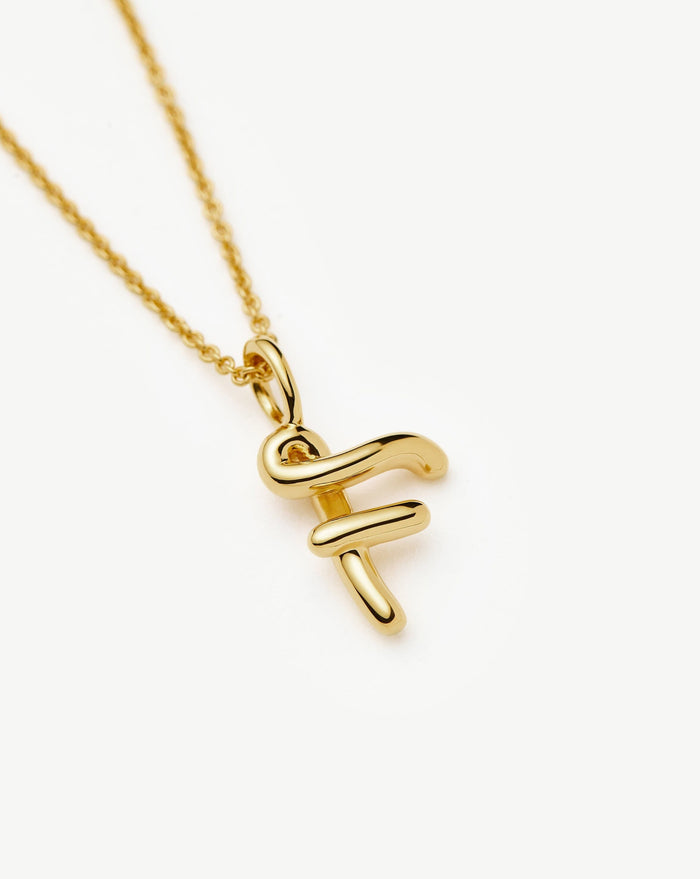 Curly Molten Mini Initial Necklace - F | 18k Gold Vermeil Necklaces Missoma
