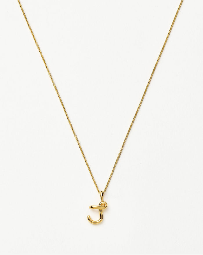 Curly Molten Mini Initial Necklace - J | 18k Gold Vermeil Necklaces Missoma