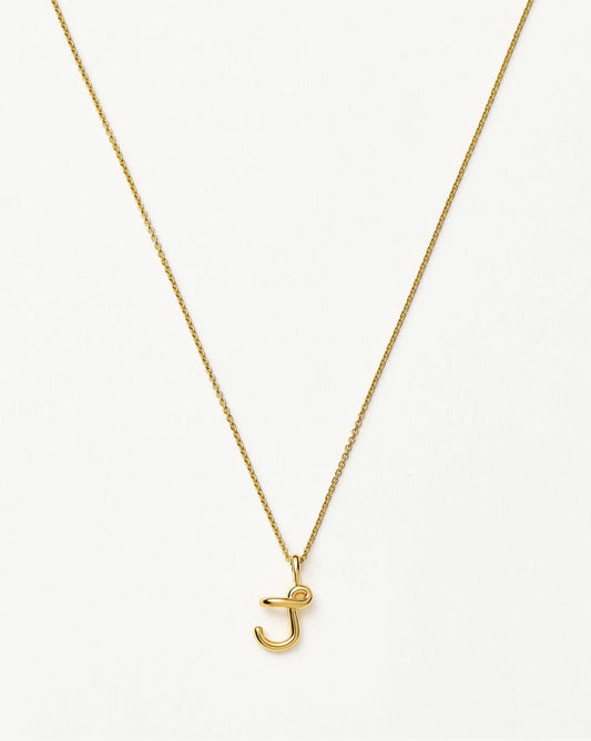 Curly Molten Mini Initial Necklace - J | 18k Gold Vermeil Necklaces Missoma