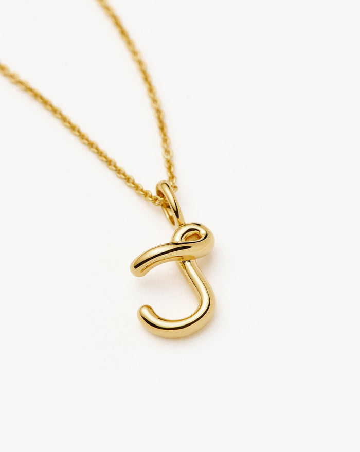 Curly Molten Mini Initial Necklace - J | 18k Gold Vermeil Necklaces Missoma