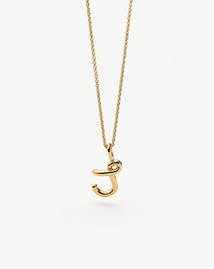 Curly Molten Mini Initial Necklace - J | 18k Gold Vermeil Necklaces Missoma