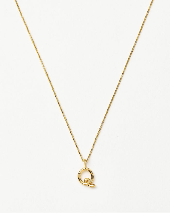 Curly Molten Mini Initial Necklace - Q | 18k Gold Vermeil Necklaces Missoma