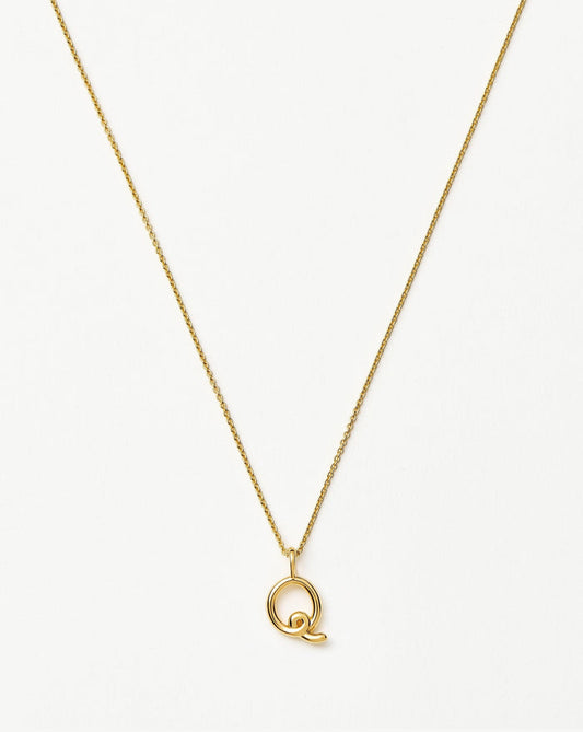 Curly Molten Mini Initial Necklace - Q | 18k Gold Vermeil Necklaces Missoma