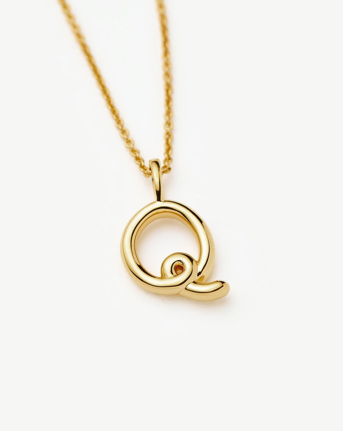 Curly Molten Mini Initial Necklace - Q | 18k Gold Vermeil Necklaces Missoma
