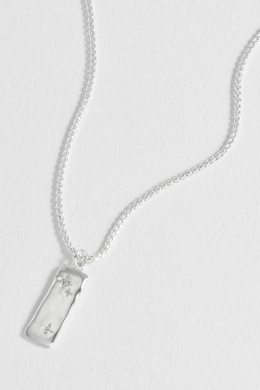 CZ Star Molten Tablet Pendant Necklace