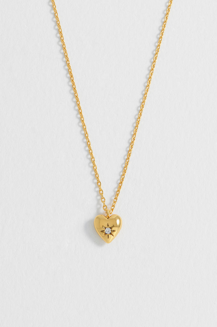 CZ Star Puffy Heart Necklace