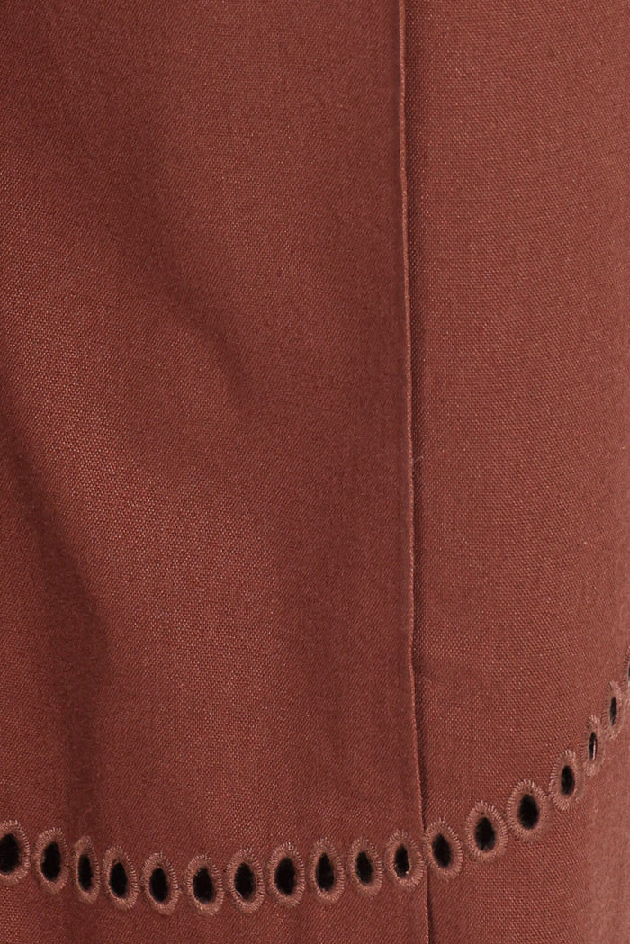 Petal and Pup USA BOTTOMS Dalia Eyelet Pant - Brown