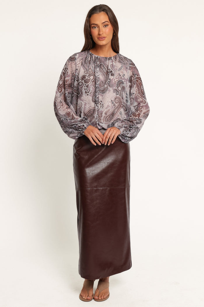 TOPS Dallas Long Sleeve Top - Purple Paisley