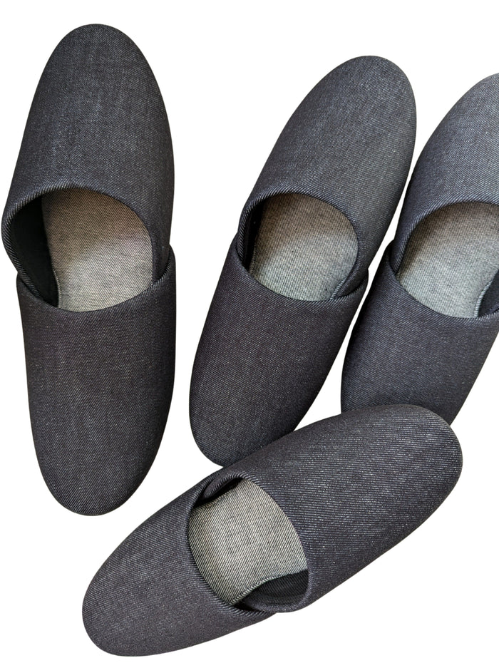 Japanese Denim slippers made with Hiroshima denim by Heiwa Slipper