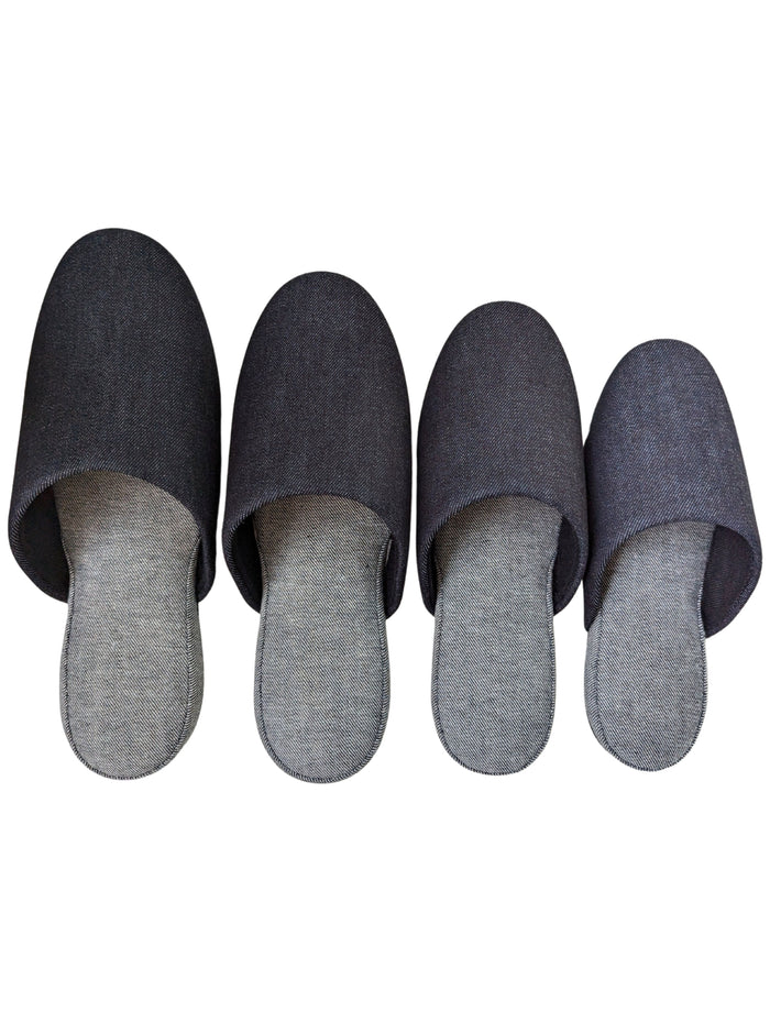 Japanese Denim slippers made with Hiroshima denim by Heiwa Slipper