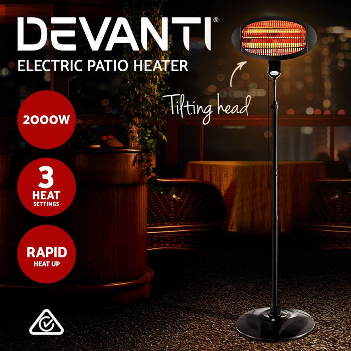 Devanti Electric Patio Heater 2000W -Home Living Store - -