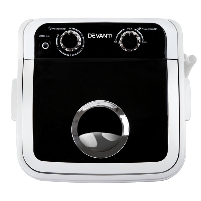 Devanti 4.6KG Mini Portable Washing Machine Black and White