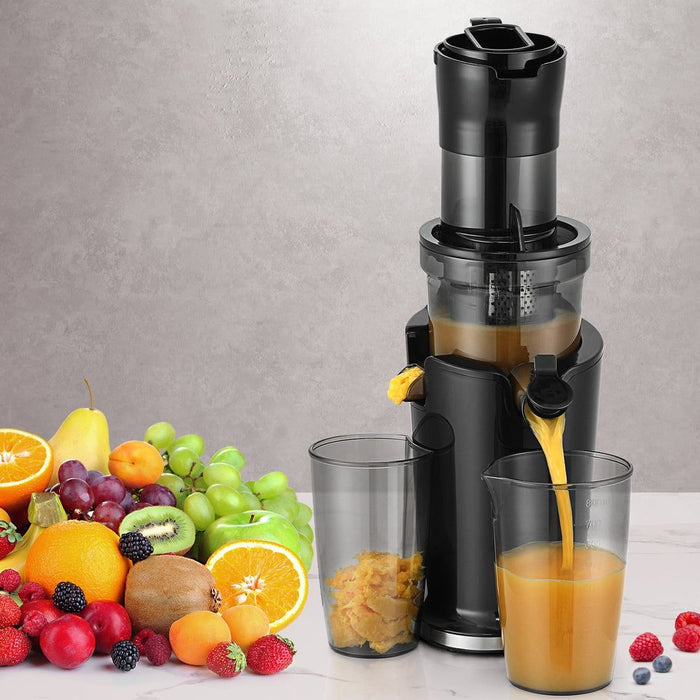 Devanti Slow Juicer Cold Press Fruit Juice Extractor 200W Black -Home Living Store - -