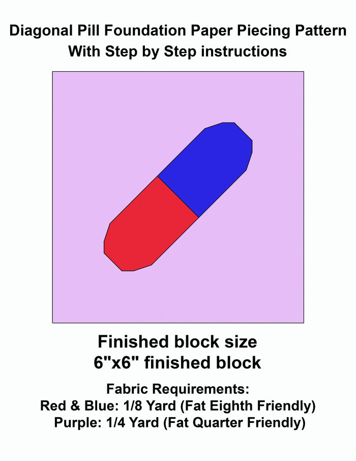 Diagonal Pill Foundation Paper Piecing Pattern PDF
