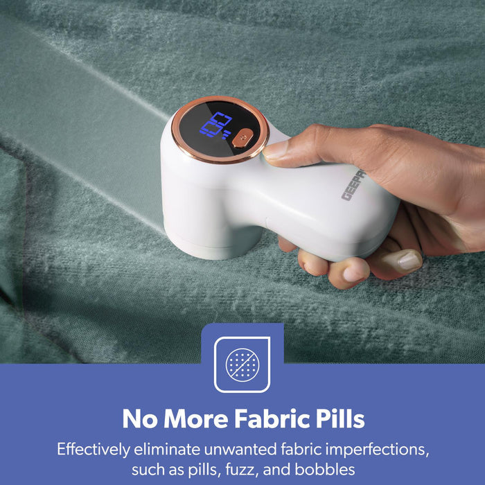 Digital White Battery Operated Fabric Shaver/Lint Remover