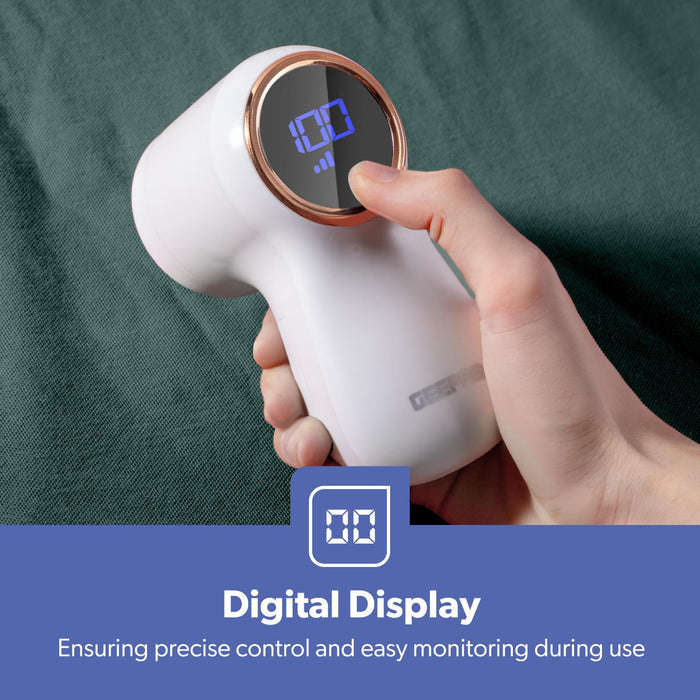 Digital White Battery Operated Fabric Shaver/Lint Remover