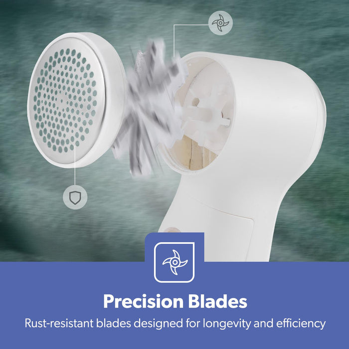 Digital White Battery Operated Fabric Shaver/Lint Remover