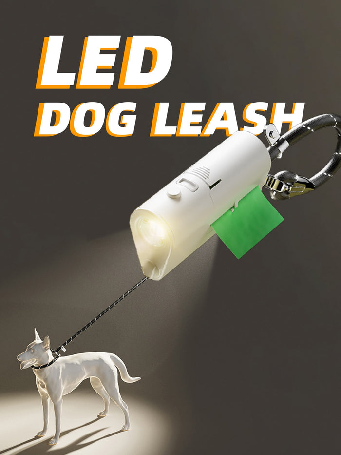 dog leash with flashlight and dog waste bag dispenser - SAFICCO