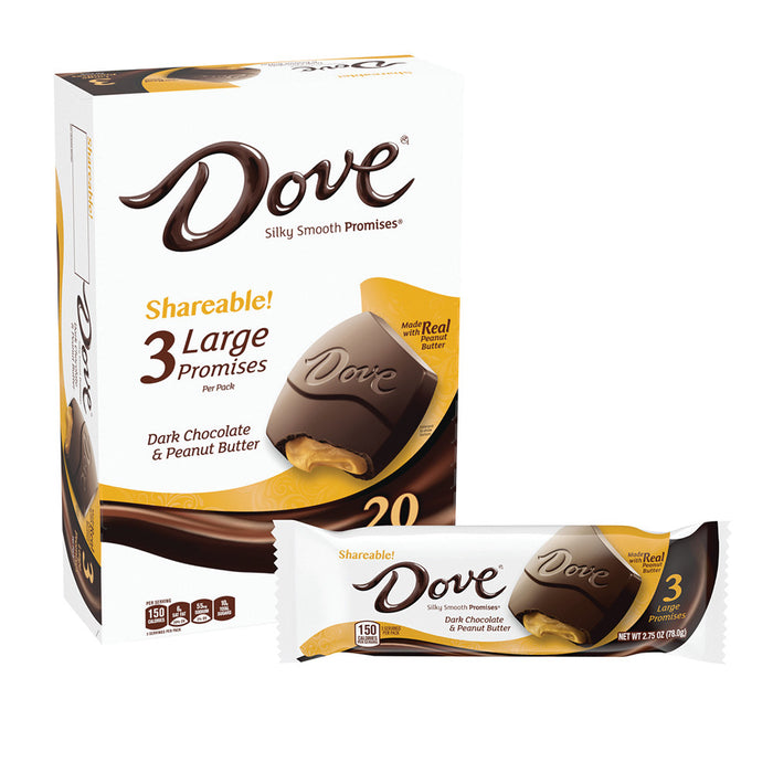 Dove Share Size Dark Chocolate Peanut Butter Candy Bar - 20 Count