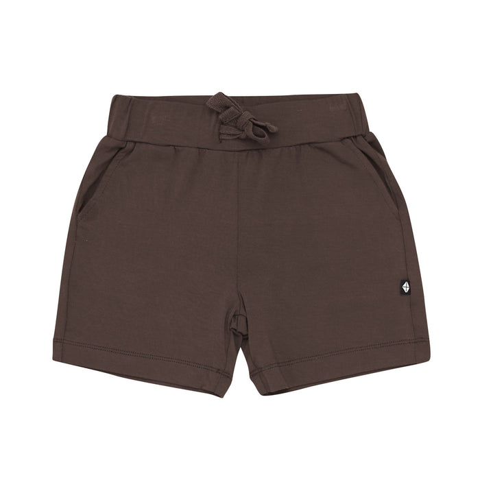 Product photo of the Drawstring Short in Espresso shown on a white surface