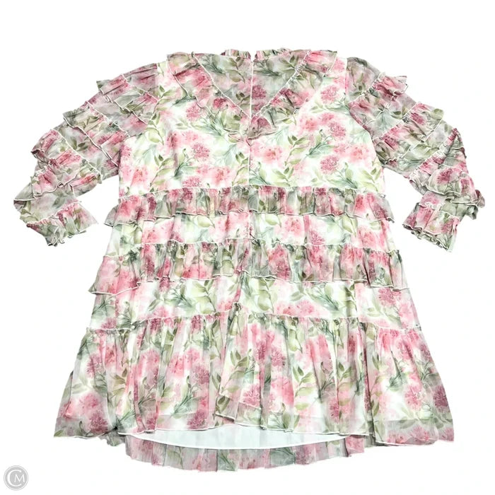 Dress Party Short By Ivy City In Green & Pink, Size: 5x