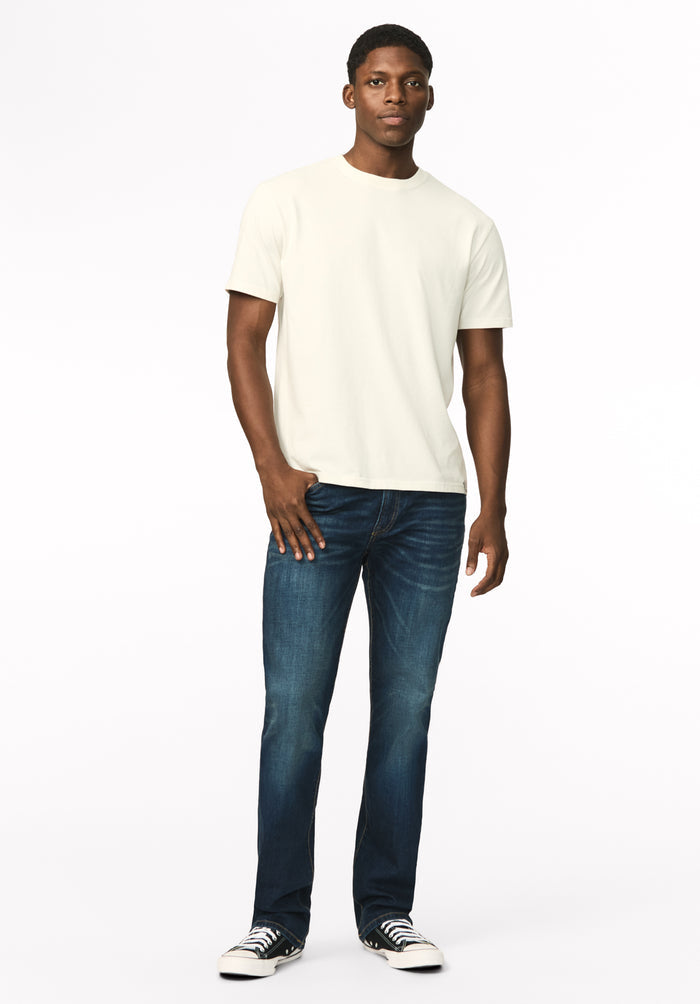 Driven Men's Relaxed Straight Jeans, Dark Blue Sanded- BM22640