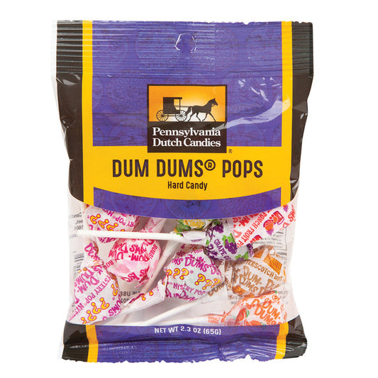 Dum Dums Pops Clear Window Peg Bag Candy - 12 Count