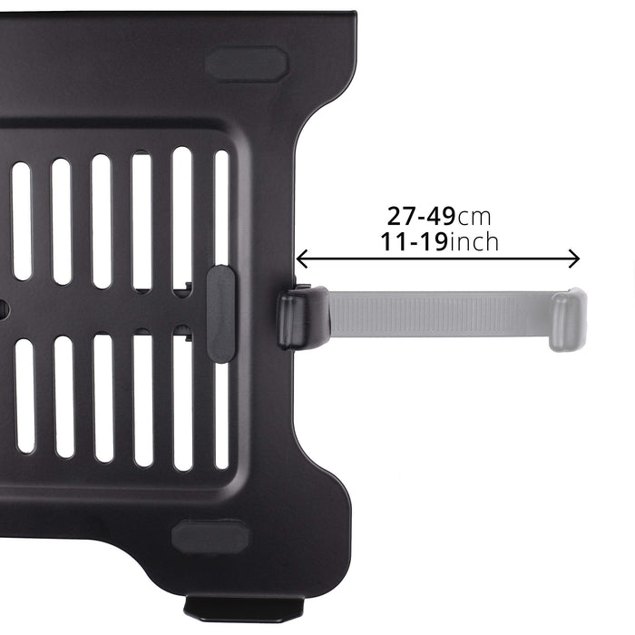 Duronic Laptop Attachment Stand with extendable side arm, fitting devices from 11 to 19 inches wide.
