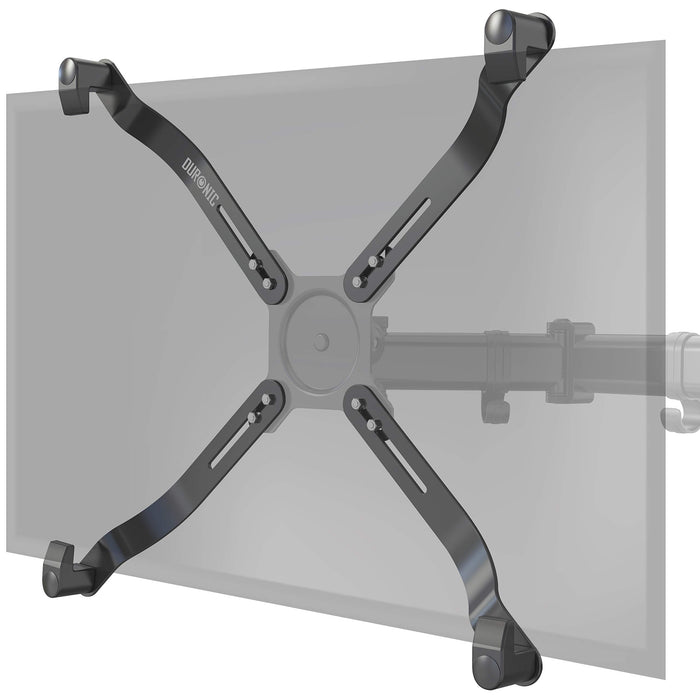 Duronic NON VESA Monitor Adapter featuring adjustable black metal arms and secure corner grips.
