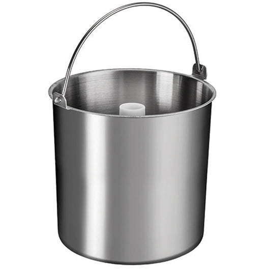 Der Unold Eisbehälter für EISMASCHINE 48806 ist ein Eiskübel aus Edelstahl mit Metallgriff und herausnehmbarem Kunststoffteiler, abgebildet auf schlichtem weißem Hintergrund.