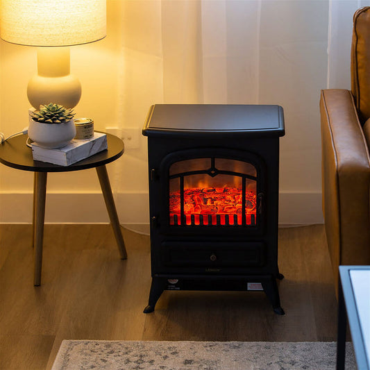 Electric Fireplace Heater w/ Real Flame Effect & 2 Heat Settings -Home Living Store - -