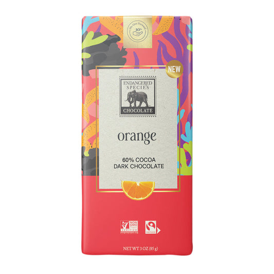 Endangered Species Dark Chocolate Orange Candy Bars - 12 Count