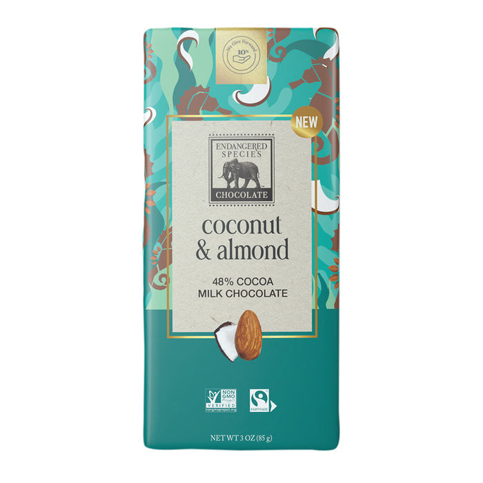 Endangered Species Milk Chocolate Coconut Almond Candy Bars - 12 Count