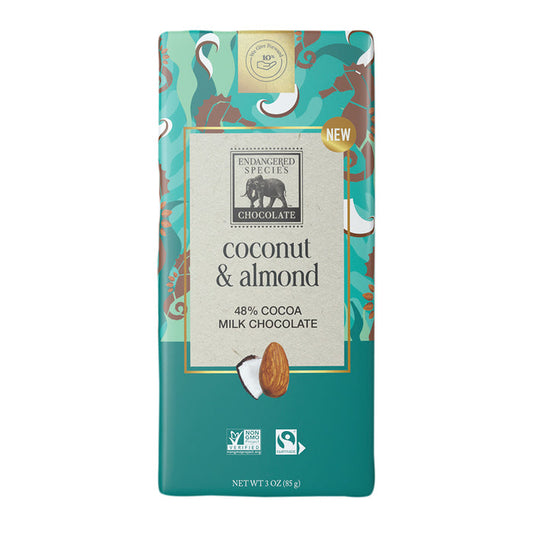 Endangered Species Milk Chocolate Coconut Almond Candy Bars - 12 Count