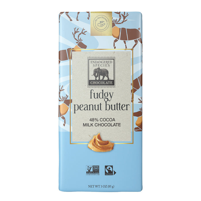 Endangered Species Milk Chocolate Fudgy Peanut Butter Candy Bar - 12 Count