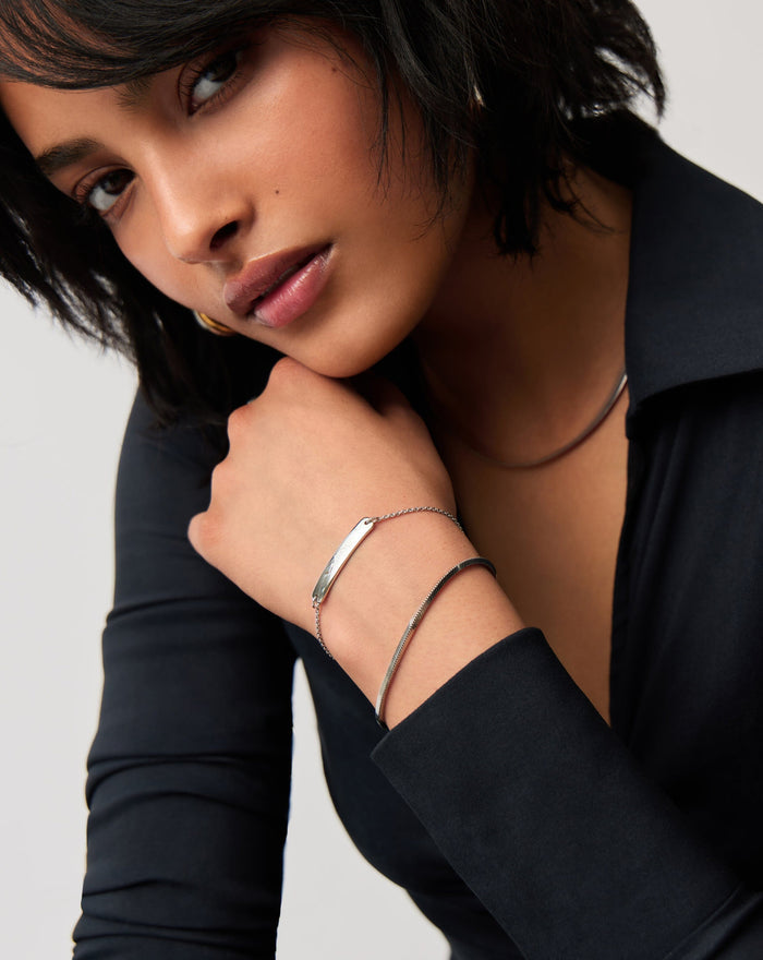Engravable Bar Chain Bracelet | Silver Plated Bracelets Missoma
