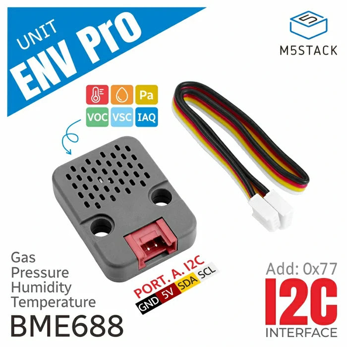 ENV Pro Unit with Temperature, Humidity, Pressure and Gas Sensor (BME688) - m5stack-store