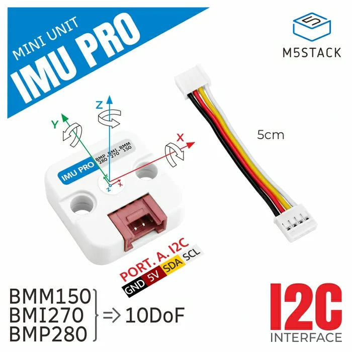 [EOL] 6-DoF IMU Pro Mini Unit (BMI270, BMM150, BMP280)