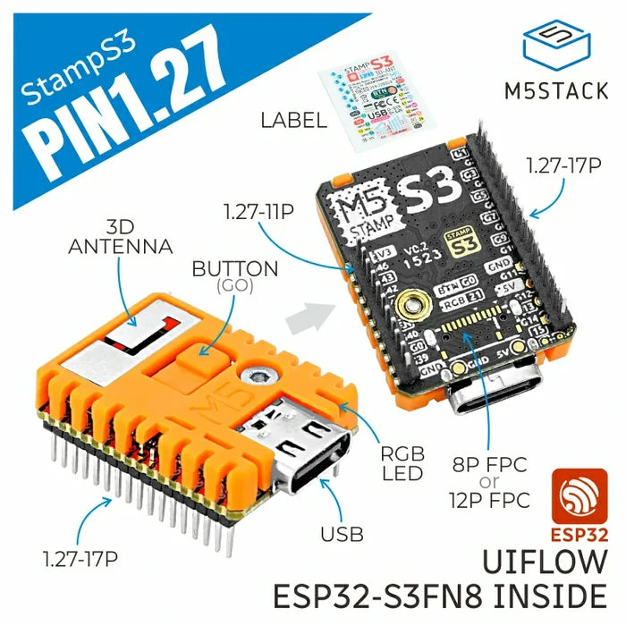 [EOL] M5StampS3 with 1.27 Header Pin