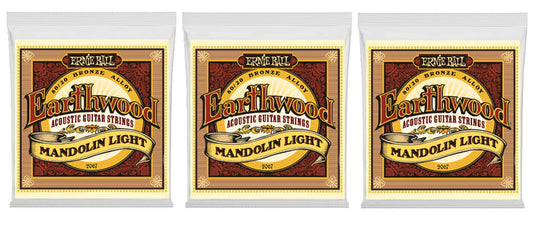 Ernie Ball 2067 Earthwood Mandolin Strings Light Bronze Loop End 9-34 (3-Pack)