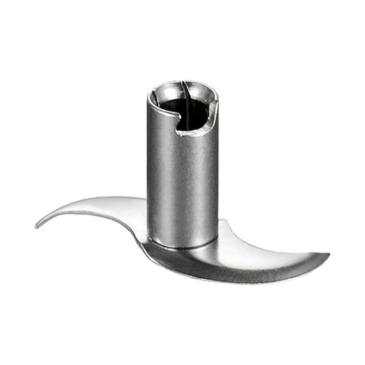 Das ESGE-Zauberstab Fleisch- und Gemüsemesser von ESGE Zauberstab ist ein Messeraufsatz aus Metall für Küchenmaschinen mit zwei scharfen, gebogenen Kanten und einer zentralen zylindrischen Nabe zur Befestigung.