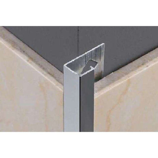 Evia Tile Trim 12.5mm x 2.5M Aluminium Square Edge Bright Silver