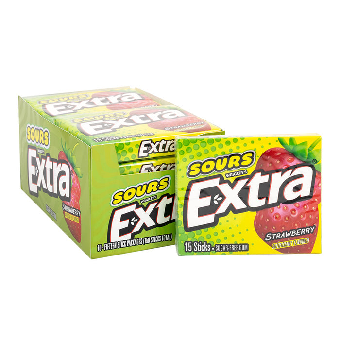 Extra Strawberry Sours Chewing Gum - 10 Count