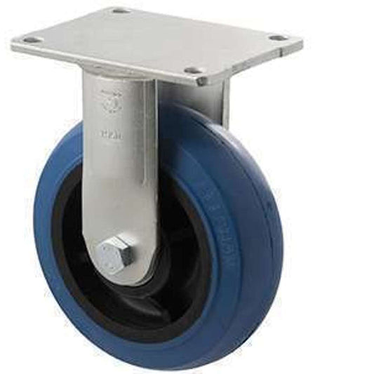 Fallshaw O Series Heavy Duty Castor 150mm Blue Rubber Precision Bearing Fixed Plate 400kg