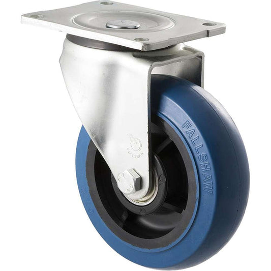 Fallshaw O Series Heavy Duty Castor 150mm Blue Rubber Precision Bearing Swivel Plate 400kg